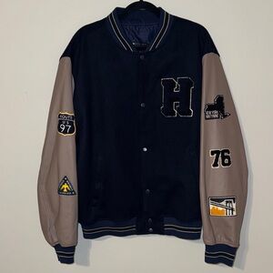 ASOS Varsity Jacket with Navy and Tan Design